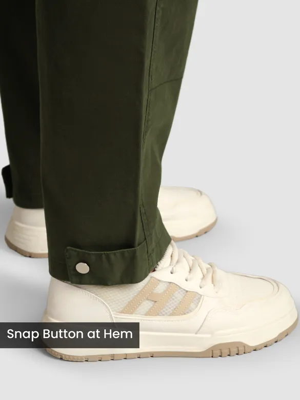 Olive 4 Pocket Utility Zipper Cargo Pants