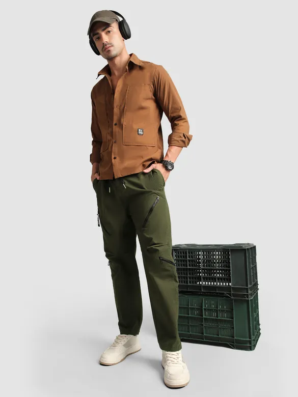 Olive 4 Pocket Utility Zipper Cargo Pants