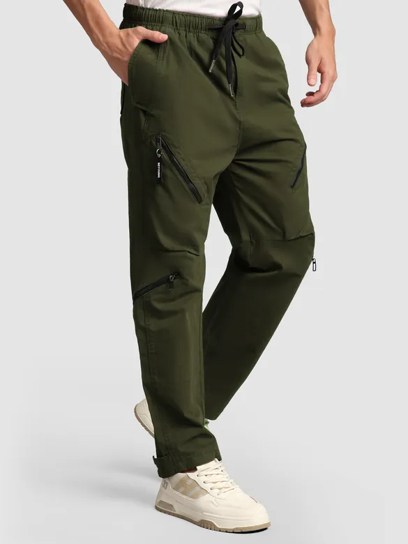 Olive 4 Pocket Utility Zipper Cargo Pants