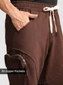 Caramel Brown Raw Edge 3D Pocket Cargo Pants