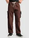 Caramel Brown Raw Edge 3D Pocket Cargo Pants