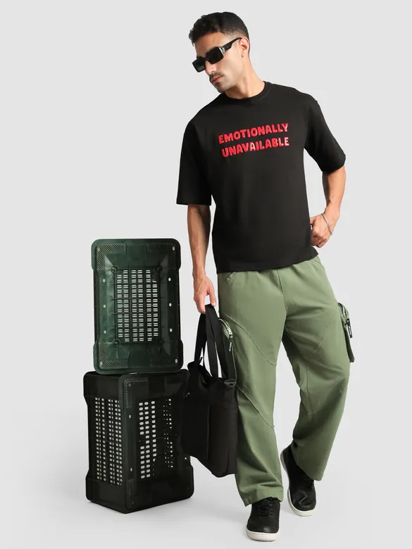 Sage Green Raw Edge 3D Pocket Cargo Pants