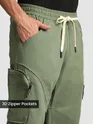 Sage Green Raw Edge 3D Pocket Cargo Pants
