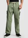Sage Green Raw Edge 3D Pocket Cargo Pants