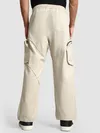 Beige Raw Edge 3D Pocket Cargo Pants