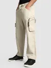 Beige Raw Edge 3D Pocket Cargo Pants