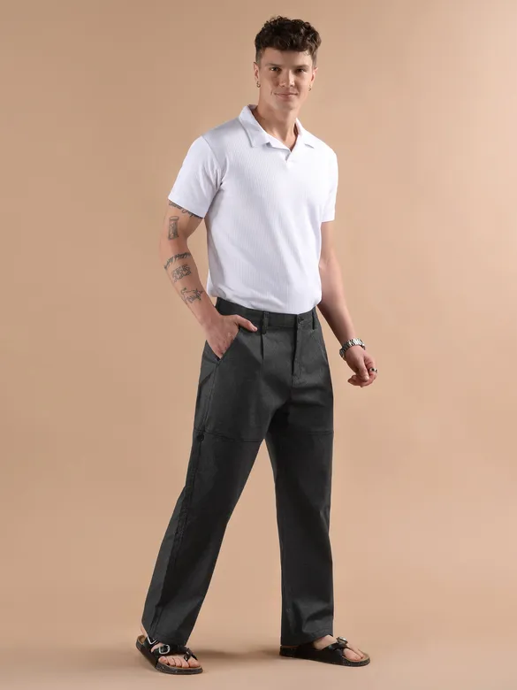 Black Houndstooth Cargo Trouser