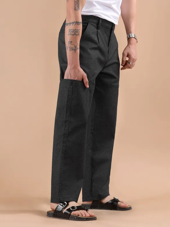 Black Houndstooth Cargo Trouser