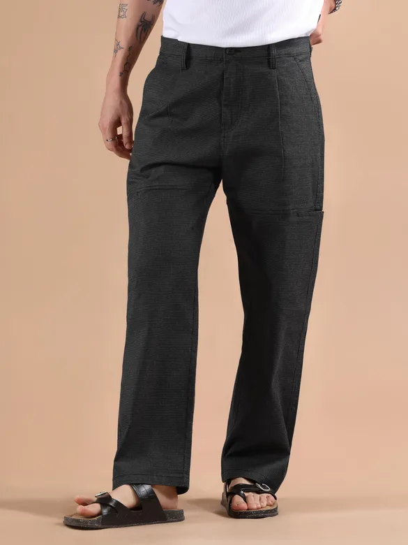 Black Houndstooth Cargo Trouser