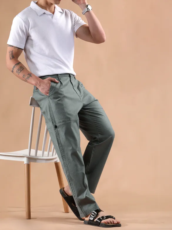 Dark Grey Houndstooth Cargo Trouser
