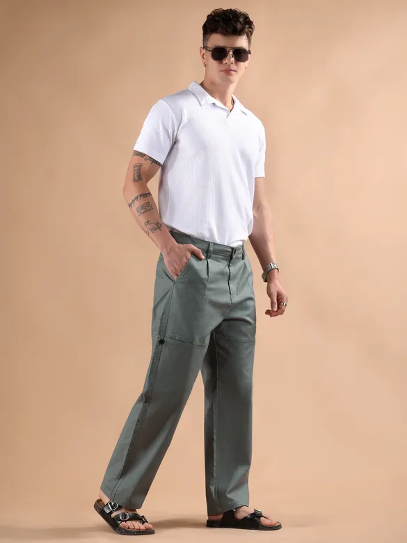 Dark Grey Houndstooth Cargo Trouser