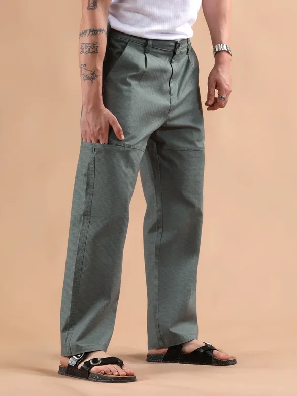 Dark Grey Houndstooth Cargo Trouser