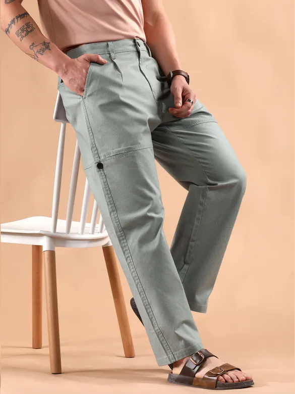 Light Grey Houndstooth Cargo Trouser