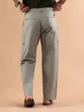Soft Beige Houndstooth Cargo Trouser
