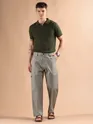 Soft Beige Houndstooth Cargo Trouser