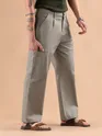 Soft Beige Houndstooth Cargo Trouser
