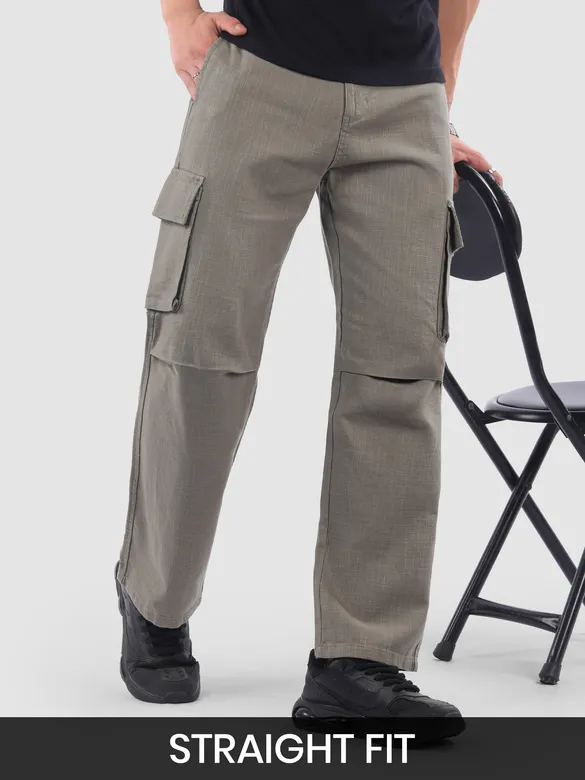 Grey Adjustable Waist Cargo Pants