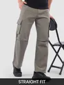 Grey Adjustable Waist Cargo Pants