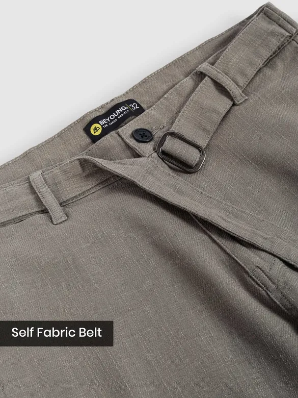Grey Adjustable Waist Cargo Pants