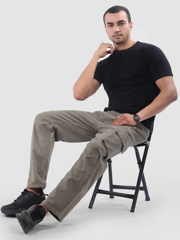 Grey Adjustable Waist Cargo Pants