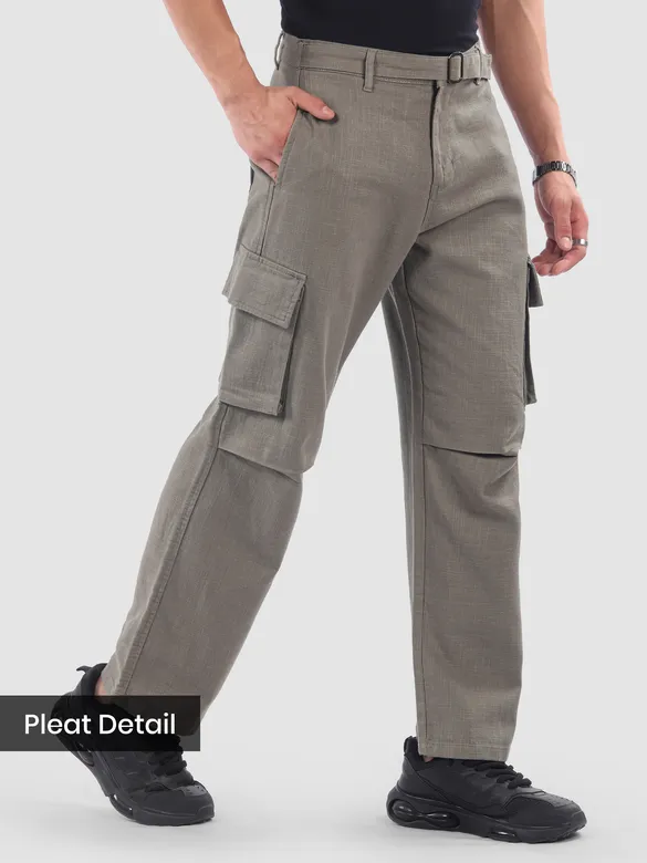 Grey Adjustable Waist Cargo Pants