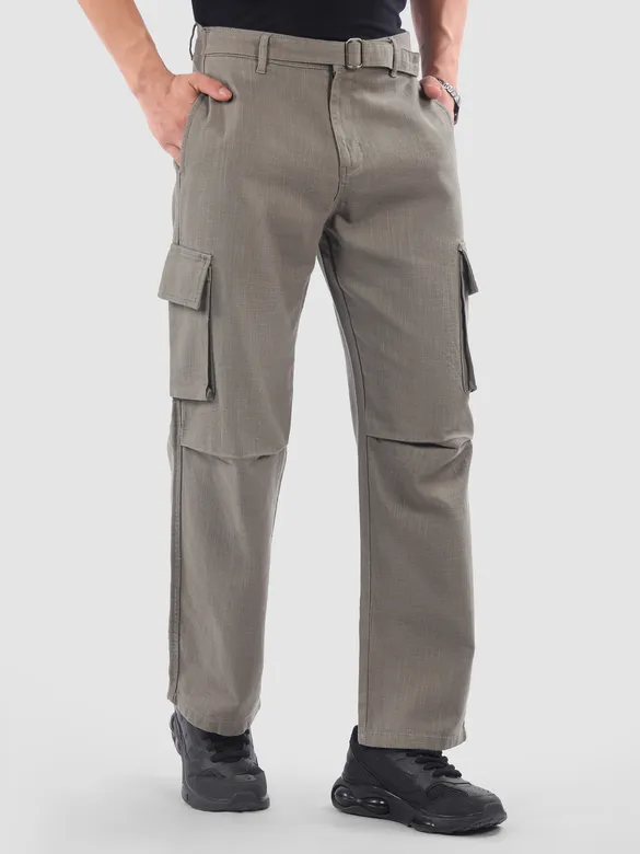 Grey Adjustable Waist Cargo Pants