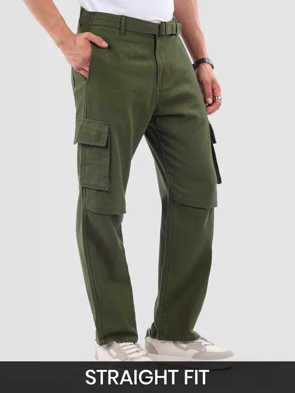 Olive Adjustable Waist Cargo Pants
