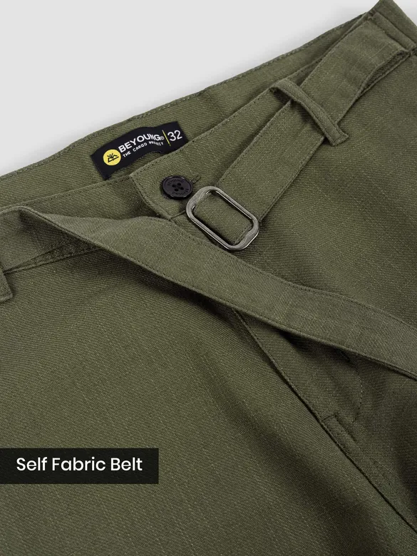 Olive Adjustable Waist Cargo Pants