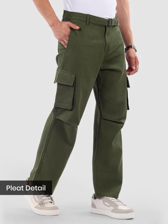 Olive Adjustable Waist Cargo Pants
