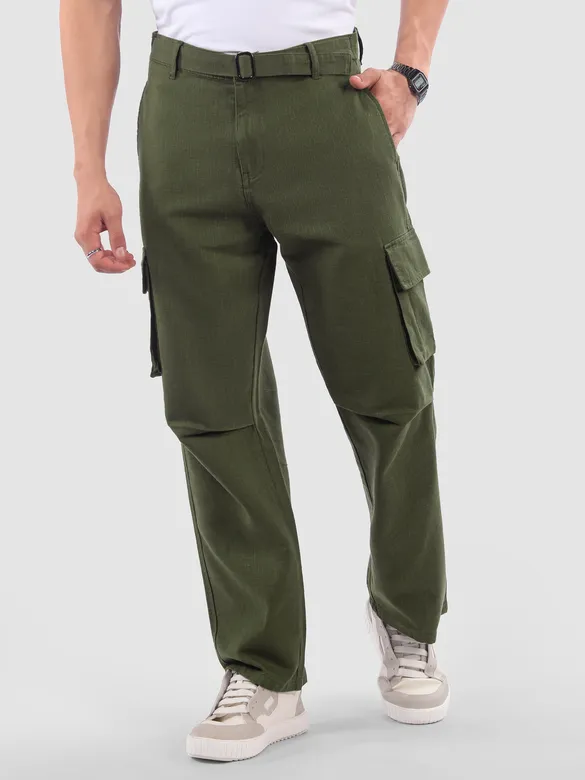 Olive Adjustable Waist Cargo Pants