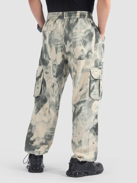 Grey Oversized Camo Cargo Pants