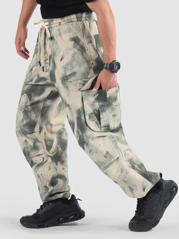 Grey Oversized Camo Cargo Pants