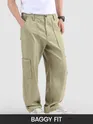 Khaki Side Elasticated Cargo Pants