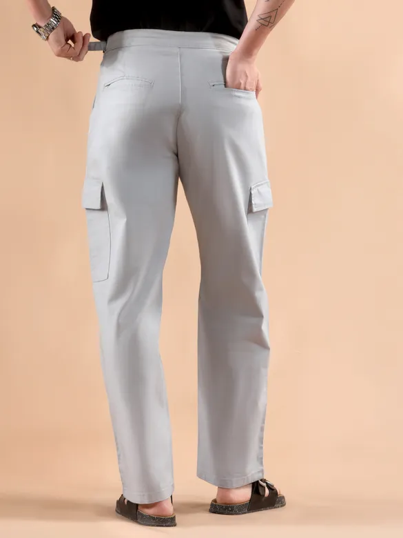Light Blue Adjustable Side Buckle Cargo Trousers