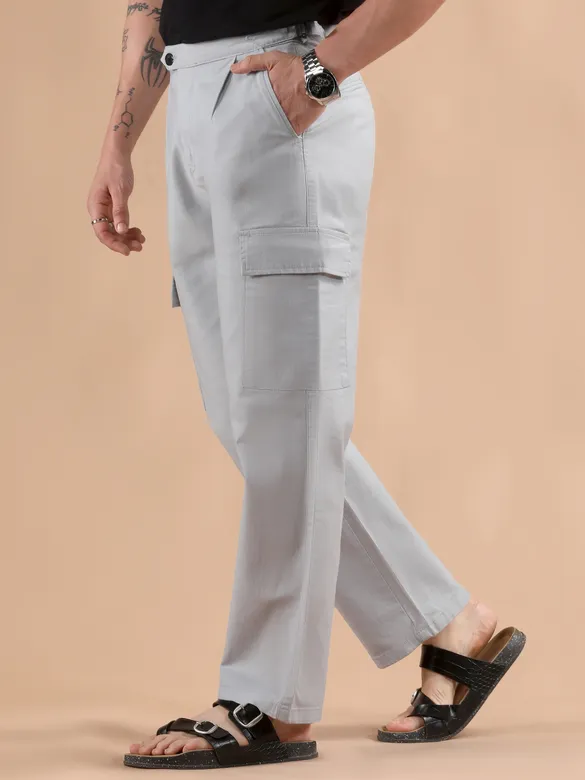 Light Blue Adjustable Side Buckle Cargo Trousers