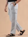 Light Blue Adjustable Side Buckle Cargo Trousers