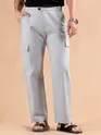 Light Blue Adjustable Side Buckle Cargo Trousers