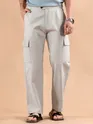 Light Grey Adjustable Side Buckle Cargo Trousers