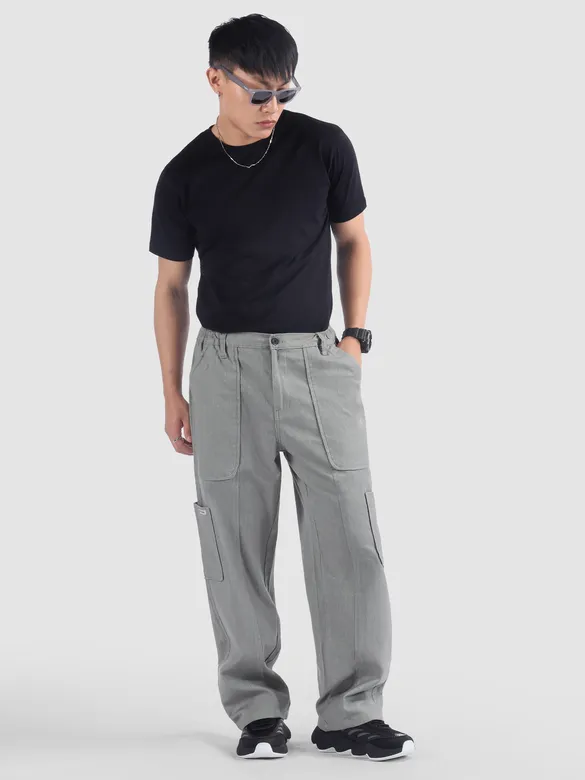 Light Grey Side Elasticated Cargo Pants