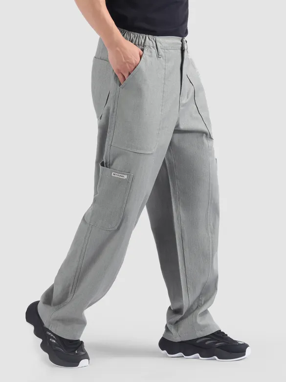 Light Grey Side Elasticated Cargo Pants