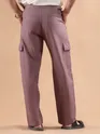Mauve Adjustable Side Buckle Cargo Trousers