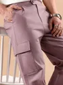Mauve Adjustable Side Buckle Cargo Trousers