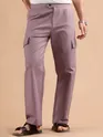 Mauve Adjustable Side Buckle Cargo Trousers