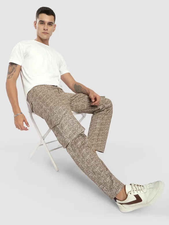 Beige Color Blast Cargo Pants
