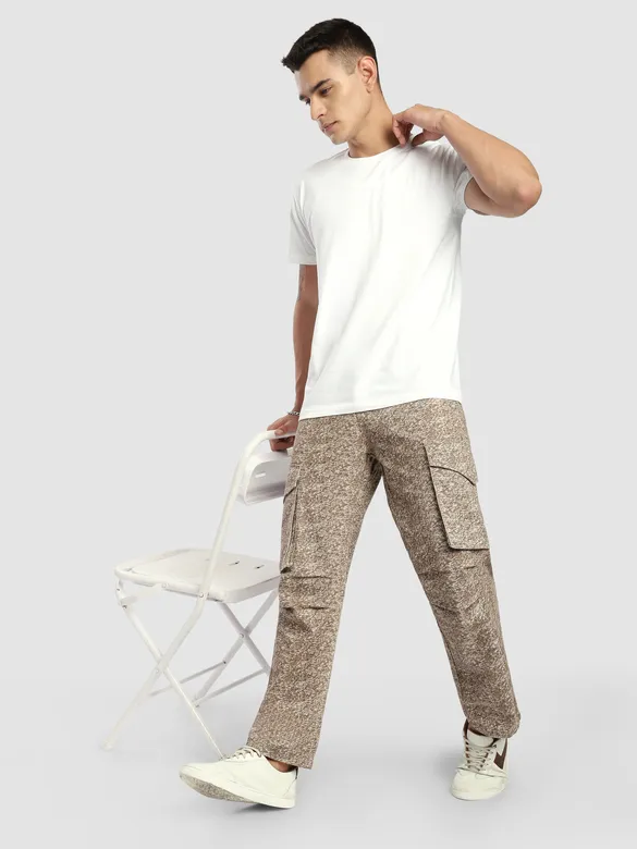 Beige Color Blast Cargo Pants