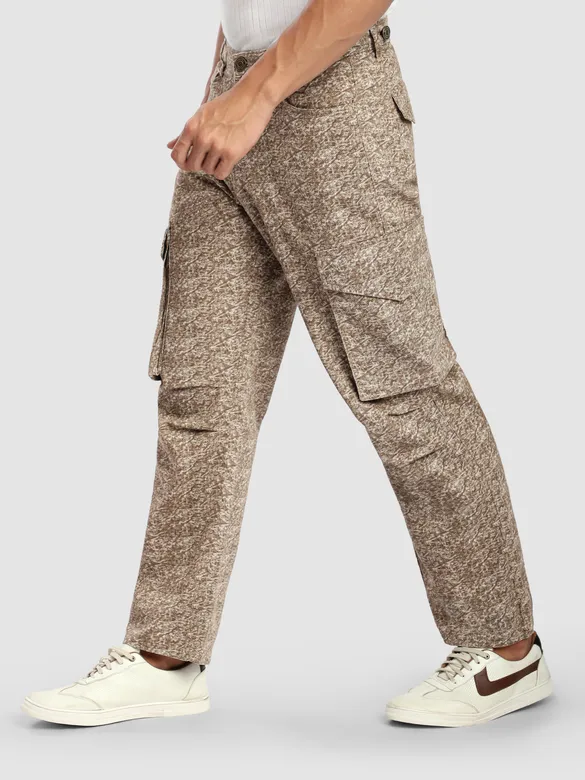 Beige Color Blast Cargo Pants