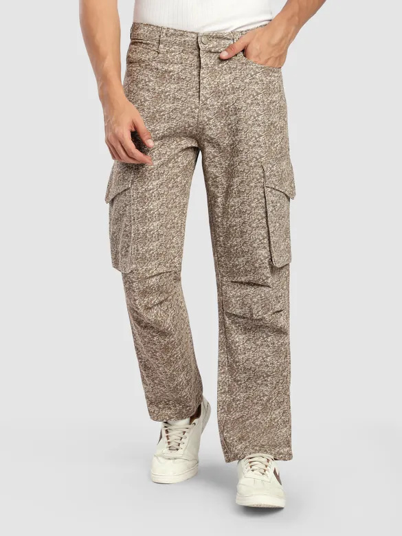 Beige Color Blast Cargo Pants