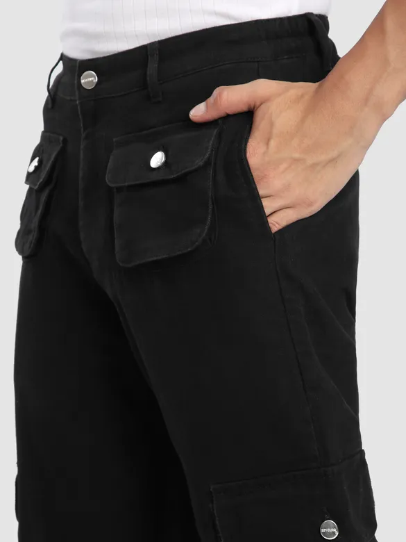 Black Patch Pocket Cargo Pants