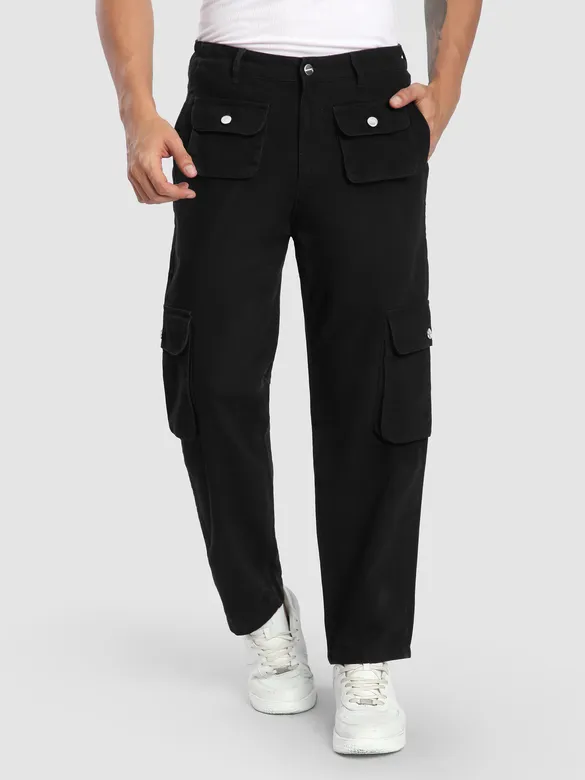 Black Patch Pocket Cargo Pants