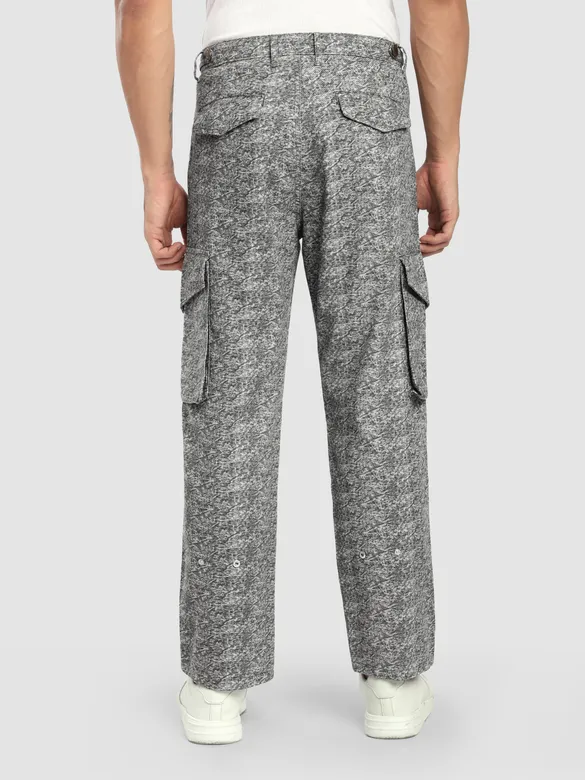 Grey Color Blast Cargo Pants